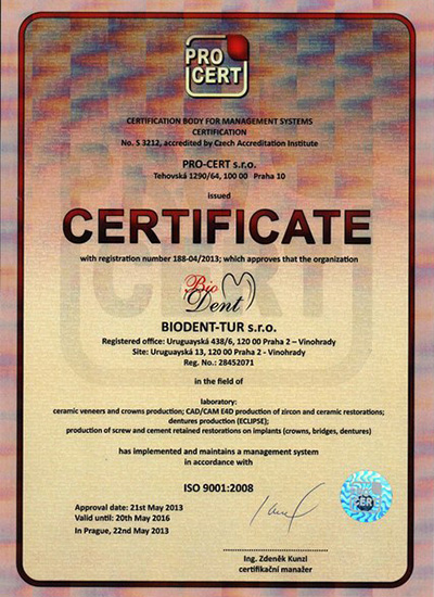 Certificate ISO 9001:2008