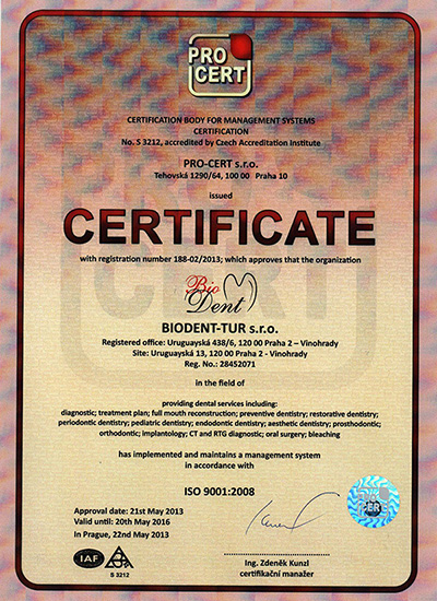 Certificate ISO 9001:2008